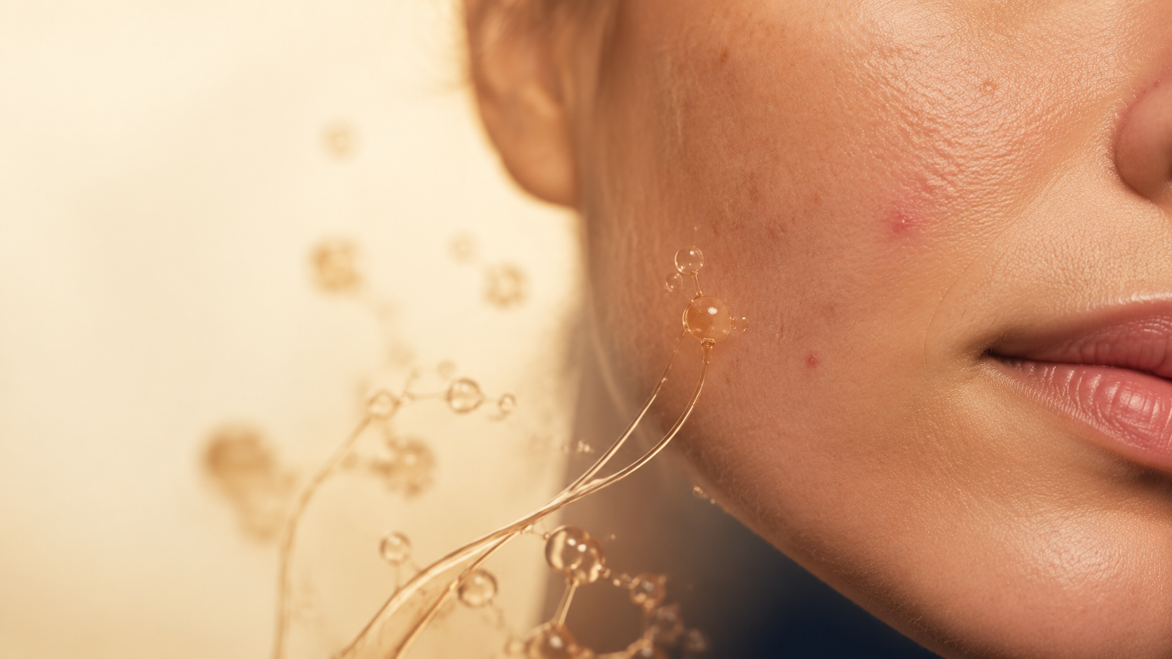 Adult blemish-prone skin and an abstract representation of the skin microbiome