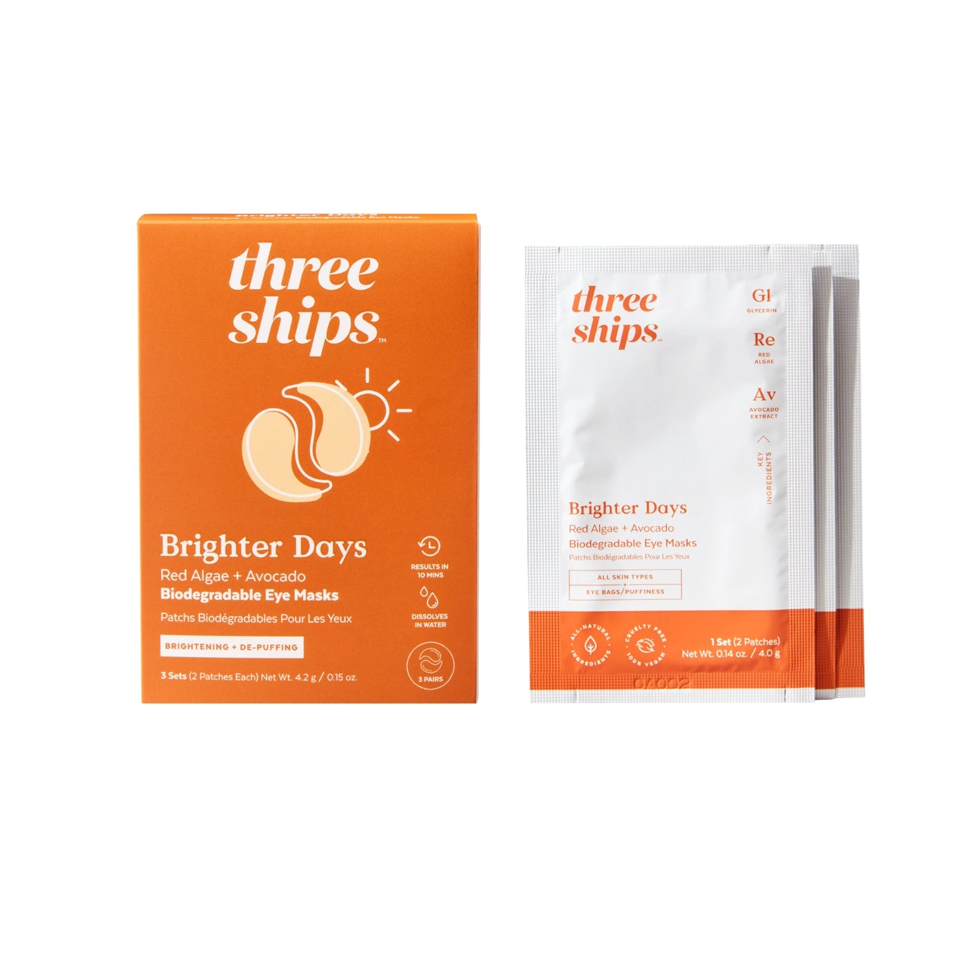 Brighter Days Red Algae + Avocado Biodegradable Eye Mask | Biocellulose eye mask | LOSHEN & CREM