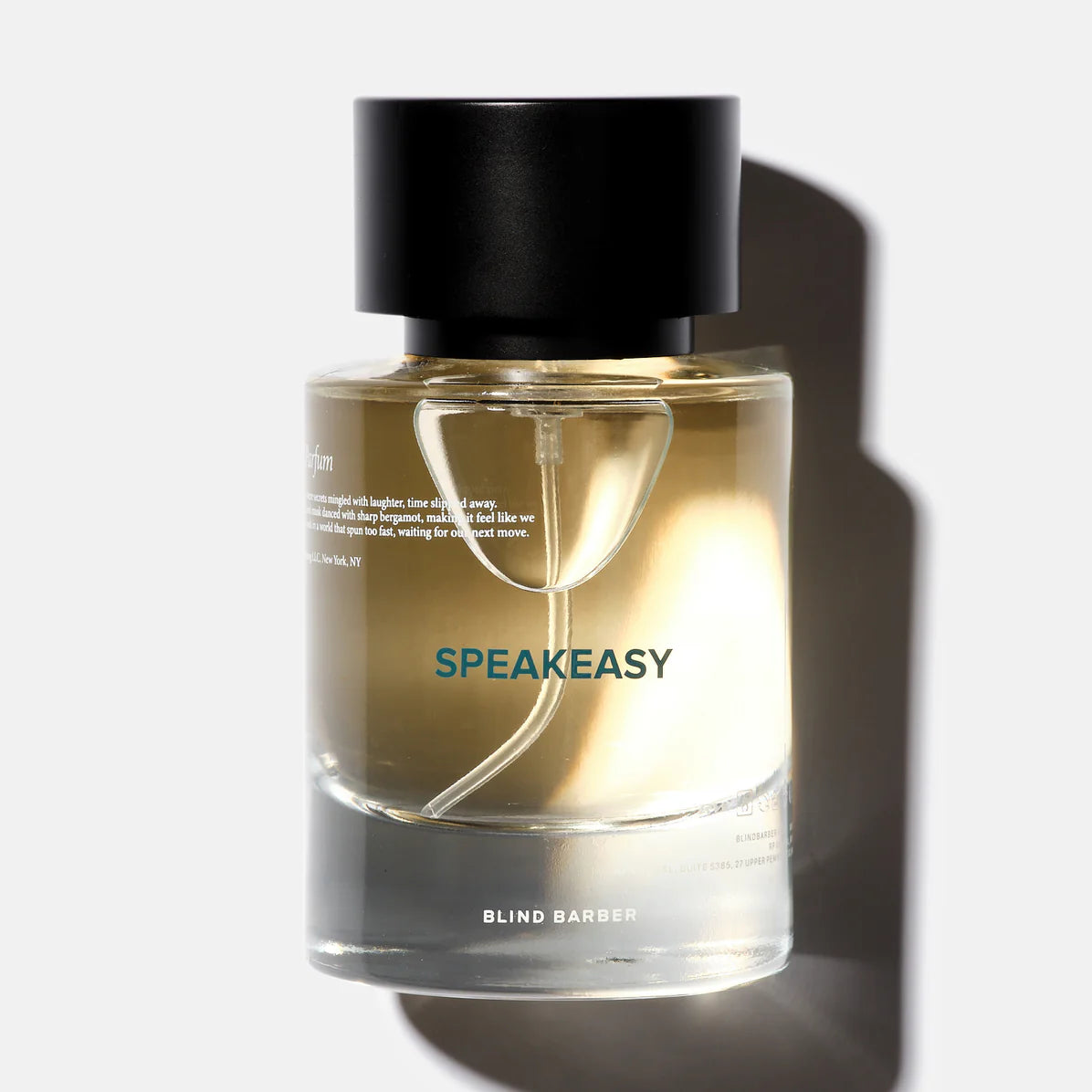 Speakeasy perfume bottle by Blind Barber on a white background