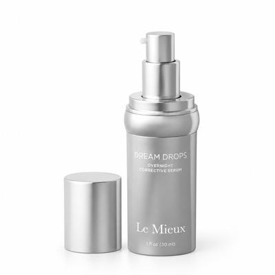 Le Mieux Dream Drops Overnight Corrective Serum 1 oz peptide, ceramide and hyaluronic acid treatment open