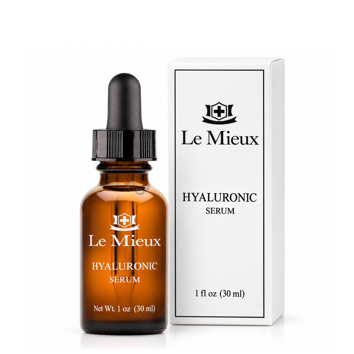 Le Mieux Hyaluronic Serum Hya10+ hydrating serum in amber dropper bottle box