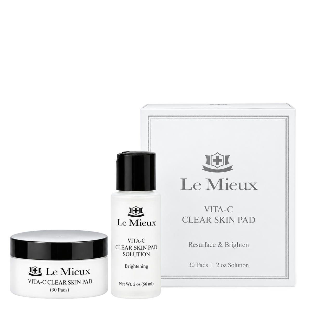 Le Mieux Skin Clarifying Pad exfoliating solution and pad jar 2 oz box