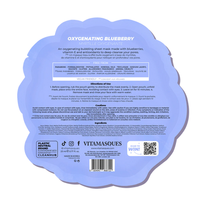OXYGENATING BLUEBERRY BUBBLE SHEET MASK | Oxygenating mask | LOSHEN & CREM