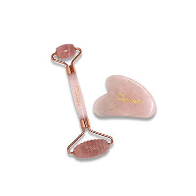 Rouleau facial en quartz rose Osmosis + Gua Sha