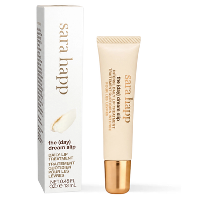Sara Happ (Day) Dream Slip applied to lips for a soft, natural-looking finish