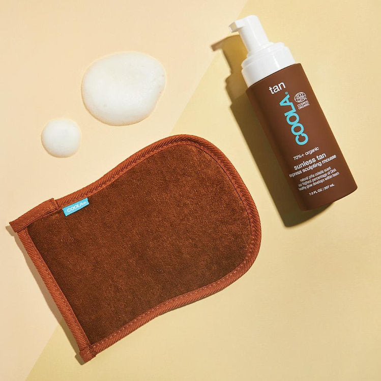 COOLA Sunless Tan 2-in-1 Applicator/Exfoliator Mitt | Body - Self-tanner mitt | LOSHEN & CREM