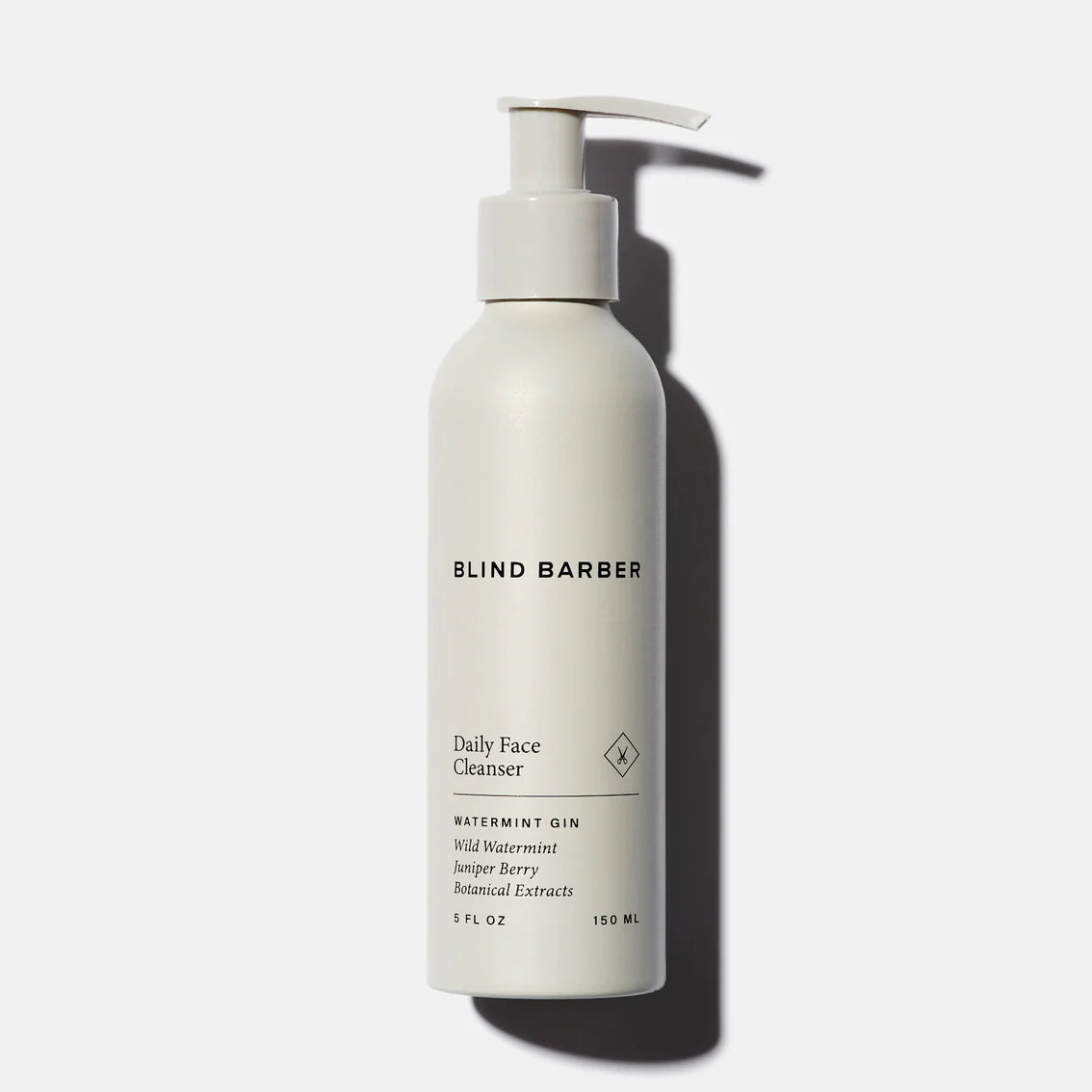 White bottle of Blind Barber Daily Face Cleanser on a white background