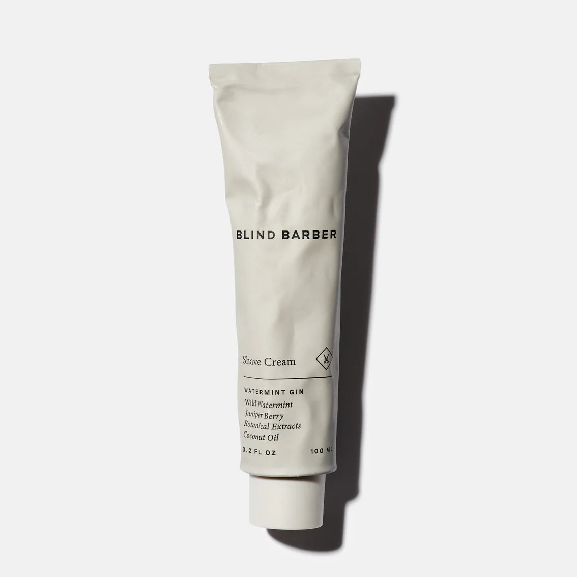 Tube of Blind Barber Shave Cream on a white background