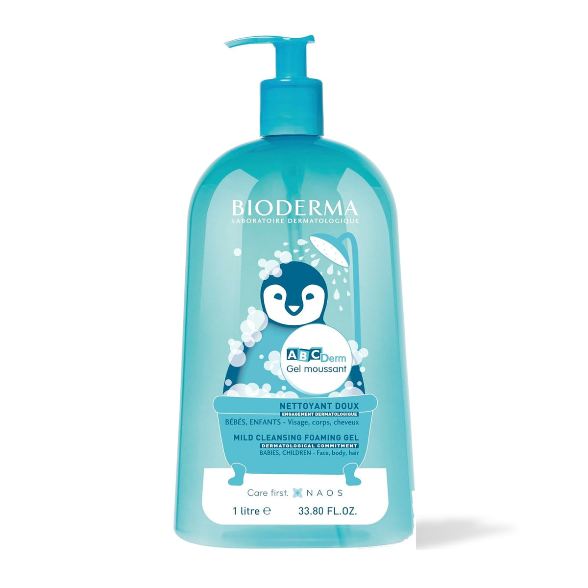 Bioderma ABCDerm Gel moussant, flacon pompe de 1 L