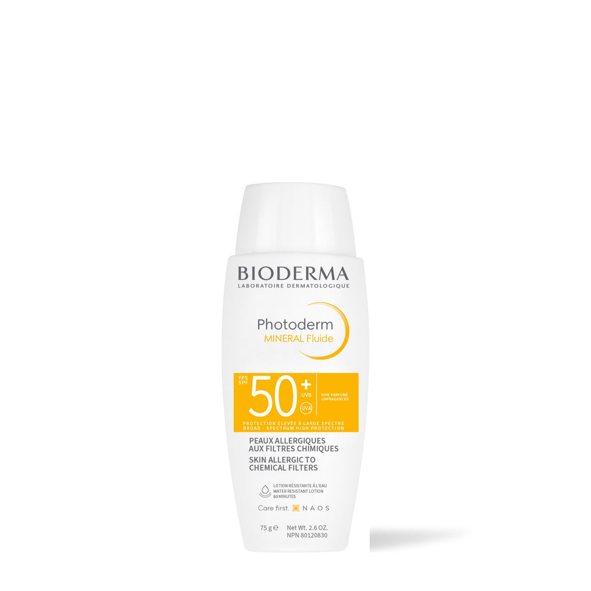 Bioderma Photoderm Minéral Fluide FPS 50+, flacon de 75 g
