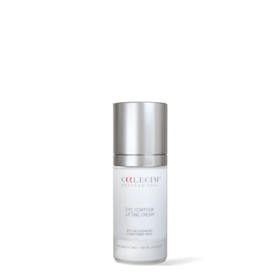 Calecim Professional Eye Contour Lifting Cream 15 g, white pump bottle with silver cap, on a white background