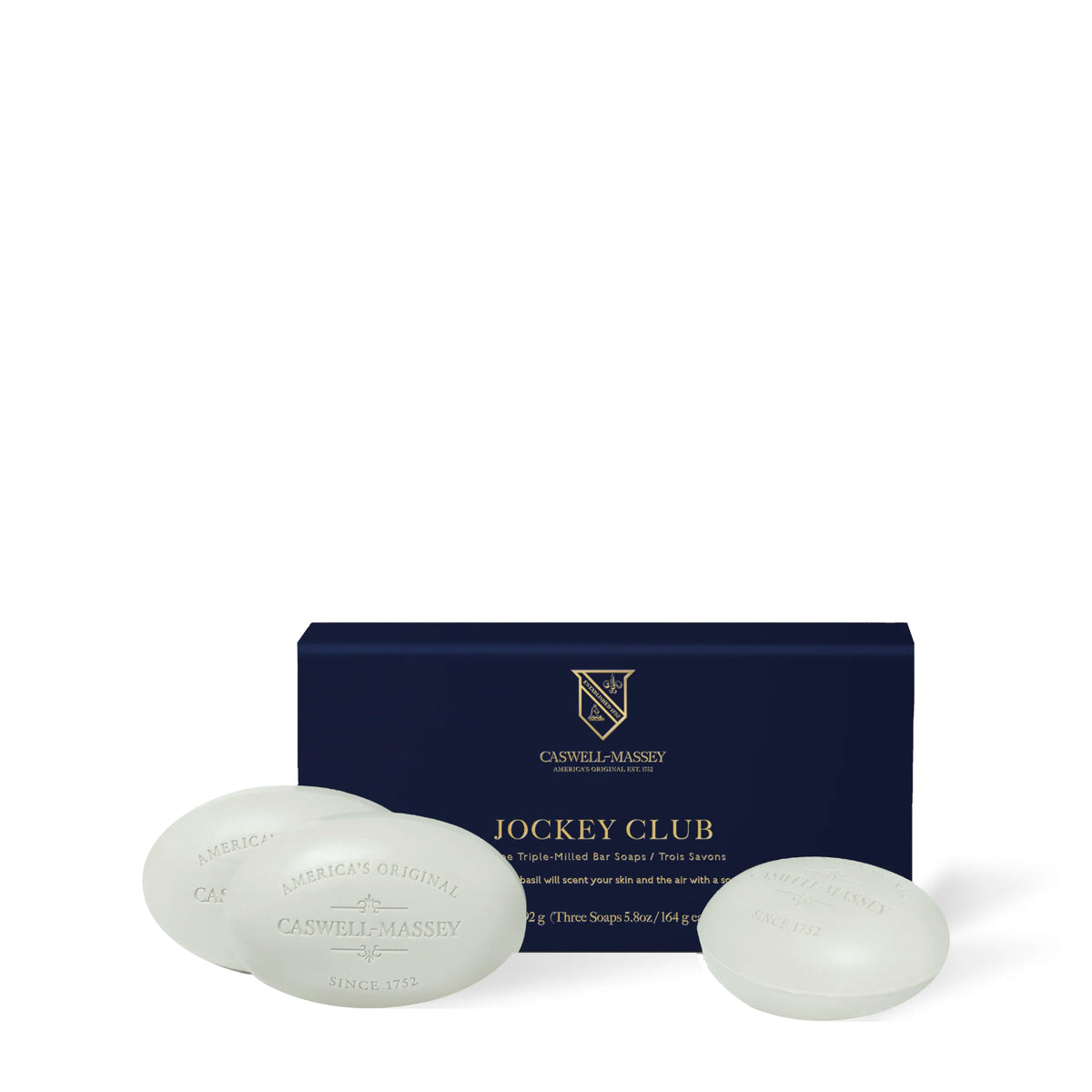 Caswell-Massey Jockey Club Bar Soap, set of three bars with navy gift box