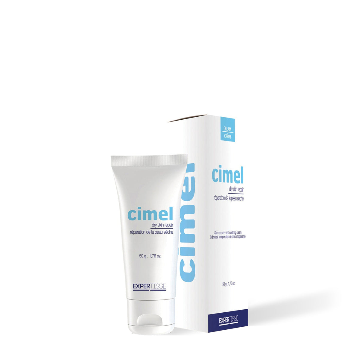 Crème Cimel Dry Skin Repair, tube de 50 g et sa boîte