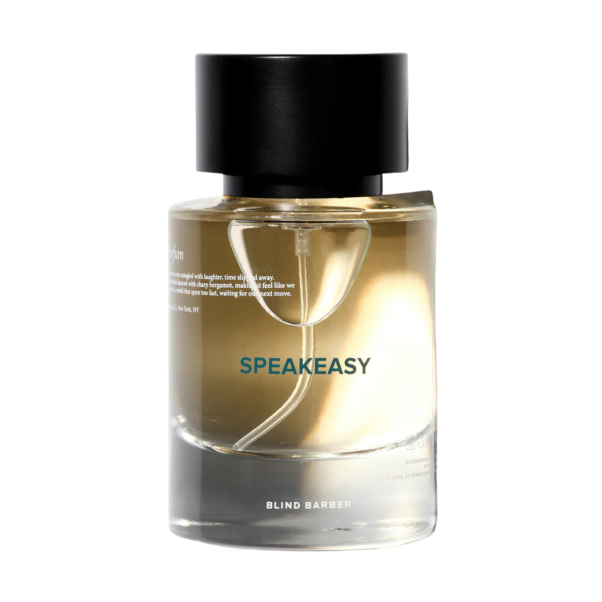Speakeasy perfume bottle by Blind Barber on a white background