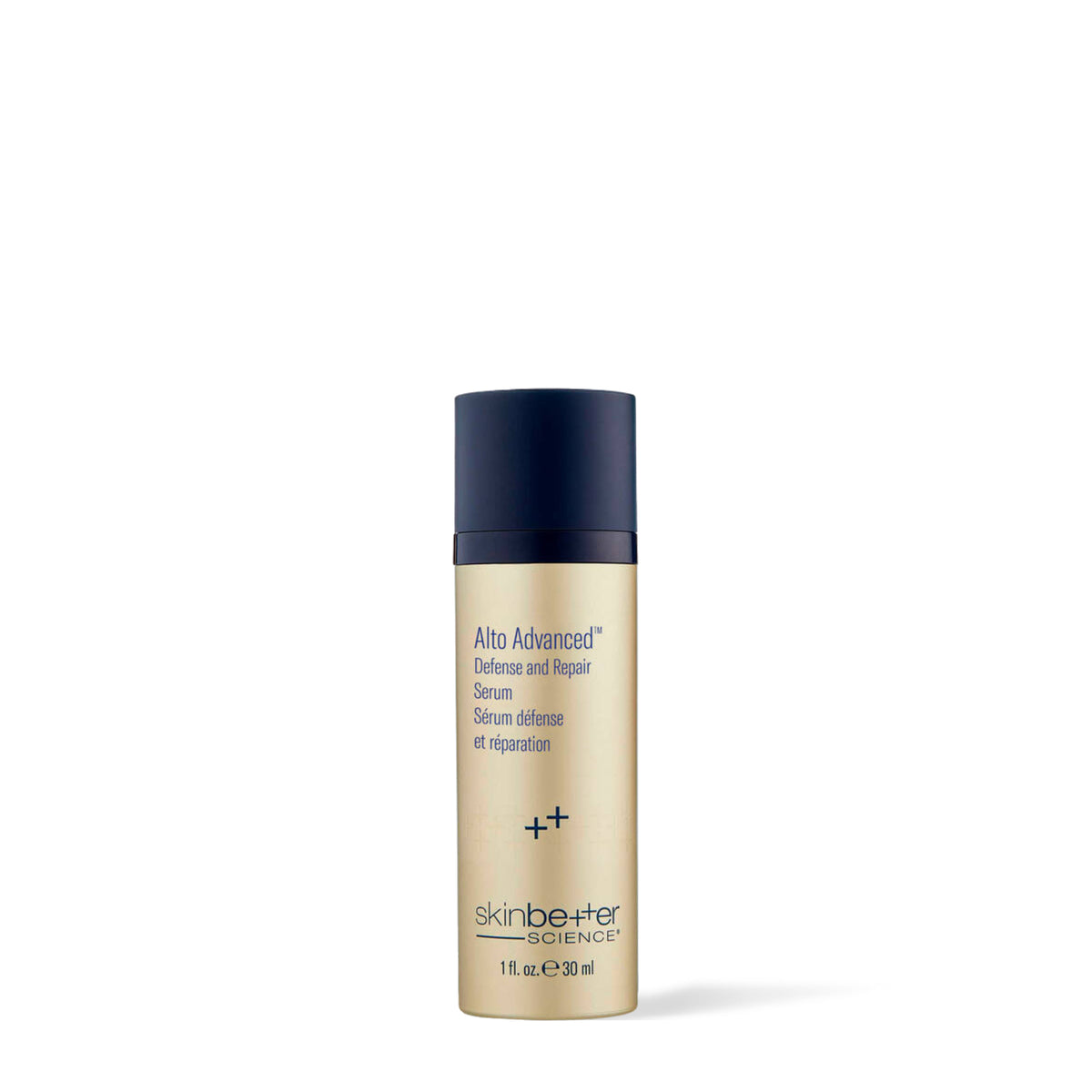 Flacon de 30 ml du Sérum Alto Advanced Defense and Repair de Skinbetter Science, vue de face sur fond blanc
