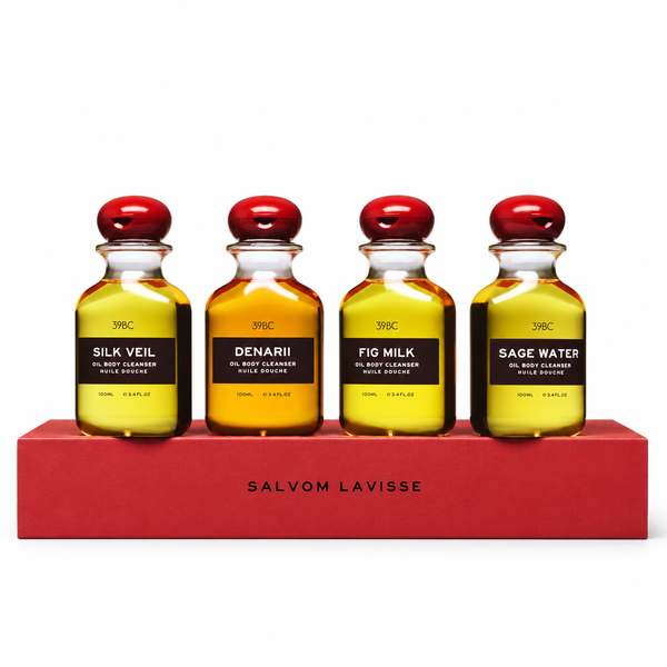 39BC Alexandria collection: Silk Veil, Denarii, Fig Milk and Sage Water bath and shower oils
