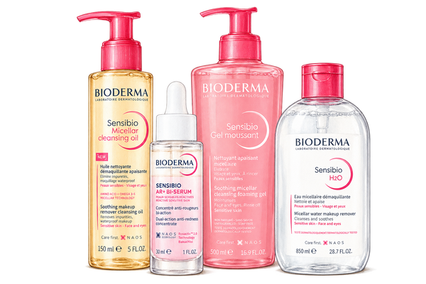 Watercolor illustration of the BIODERMA collection