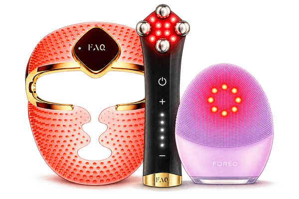 Watercolor illustration of the FOREO collection at Loshen & Crem