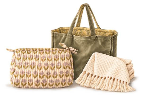 Watercolor illustration of the Indaba collection at Loshen & Crem