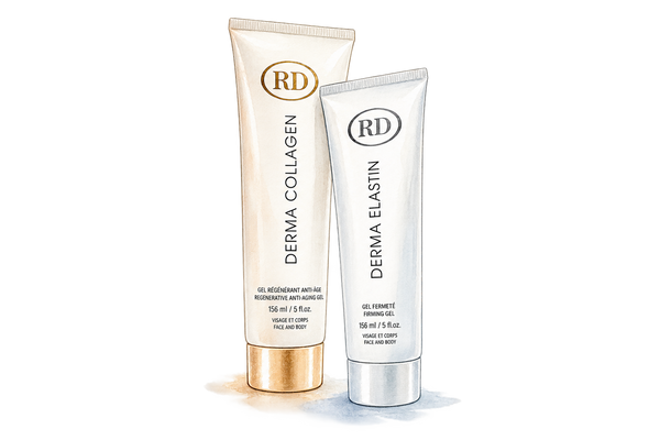 Watercolor illustration of the RD cosmetic collection at Loshen & Crem