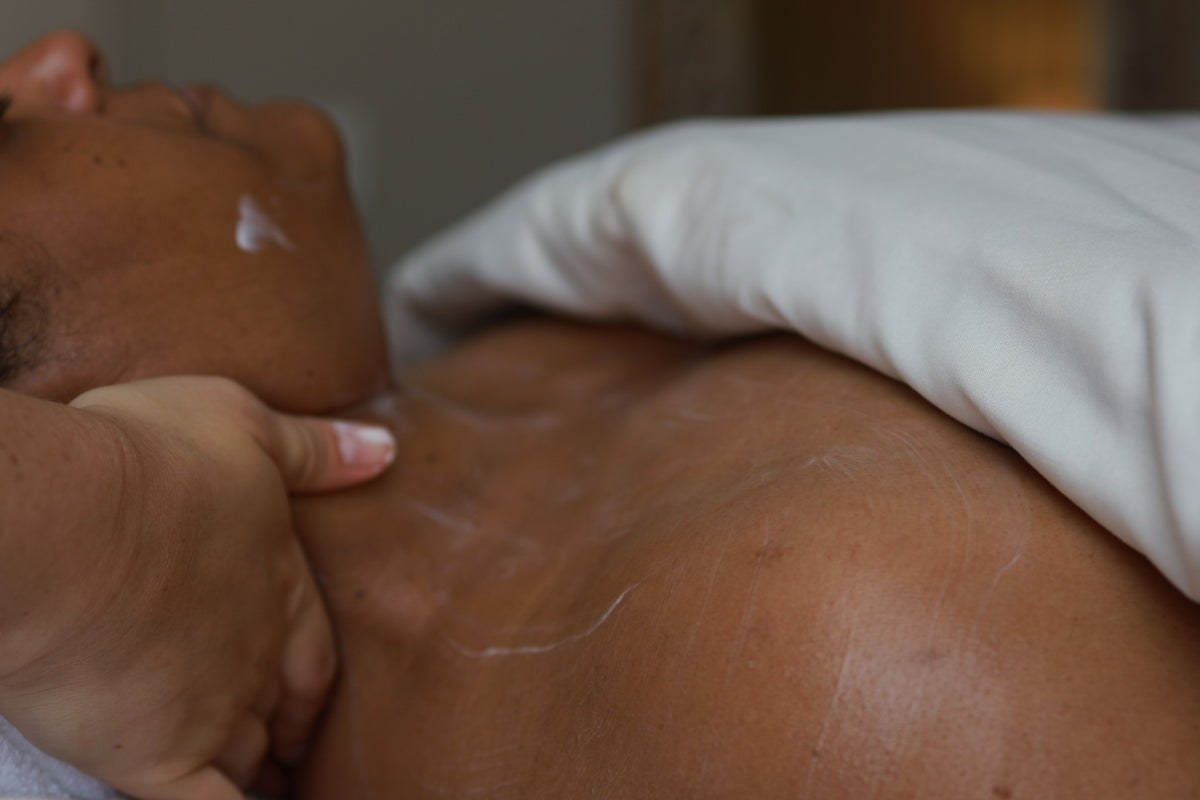 A soothing neck and décolleté massage during a facial at Loshen &amp; Crem