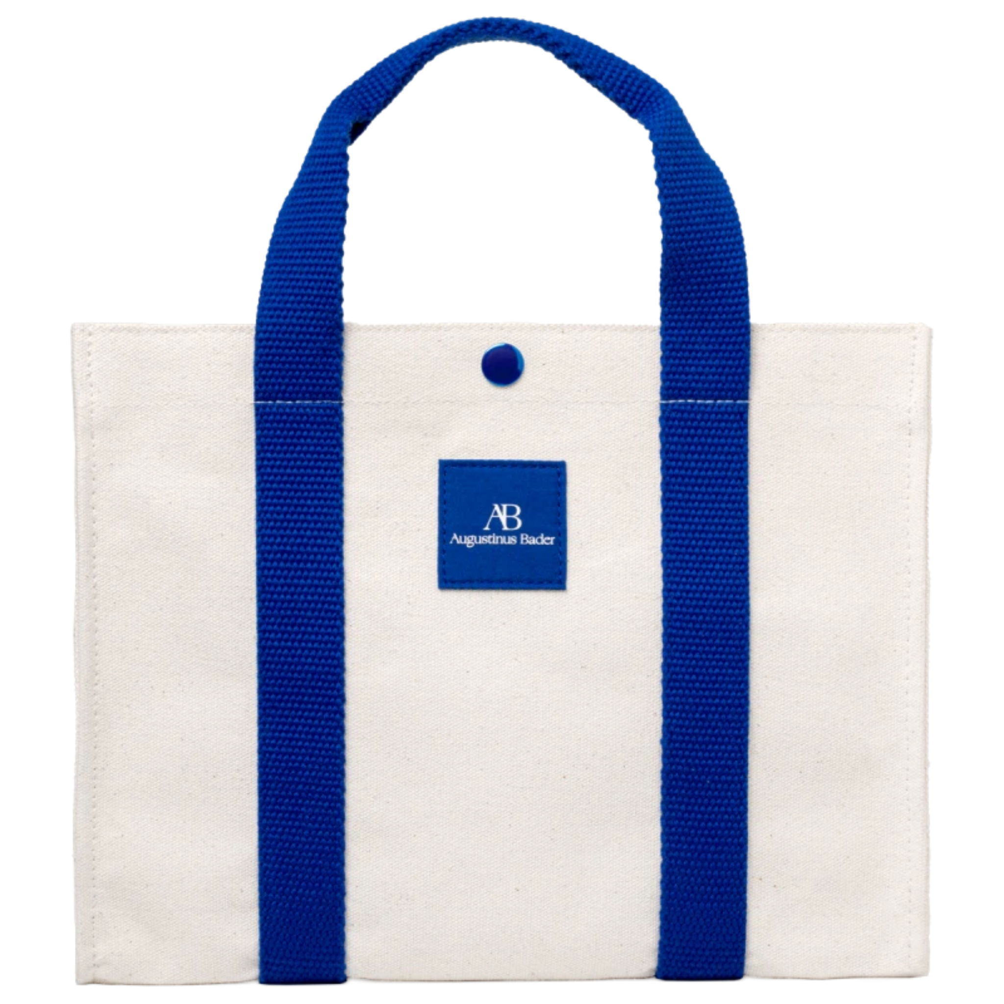Augustinus Bader The Signature Canvas AB Mini Tote in natural cotton canvas with woven blue stripes