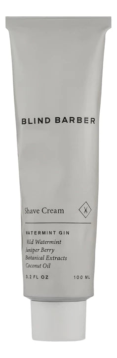 Tube of Blind Barber Shave Cream on a white background