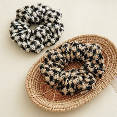 CHECKERED TWEED KNIT SCRUNCHIES | Headband | LOSHEN & CREM