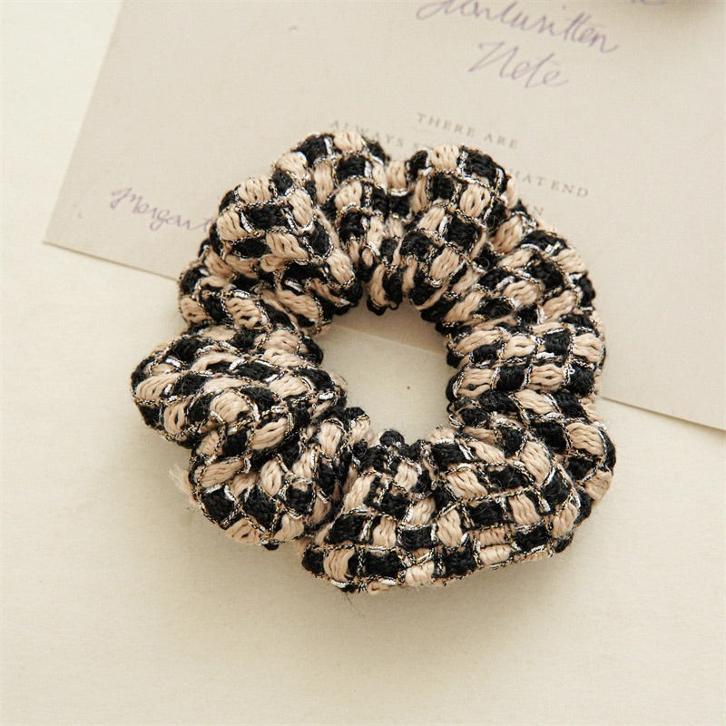 CHECKERED TWEED KNIT SCRUNCHIES | Headband | LOSHEN & CREM