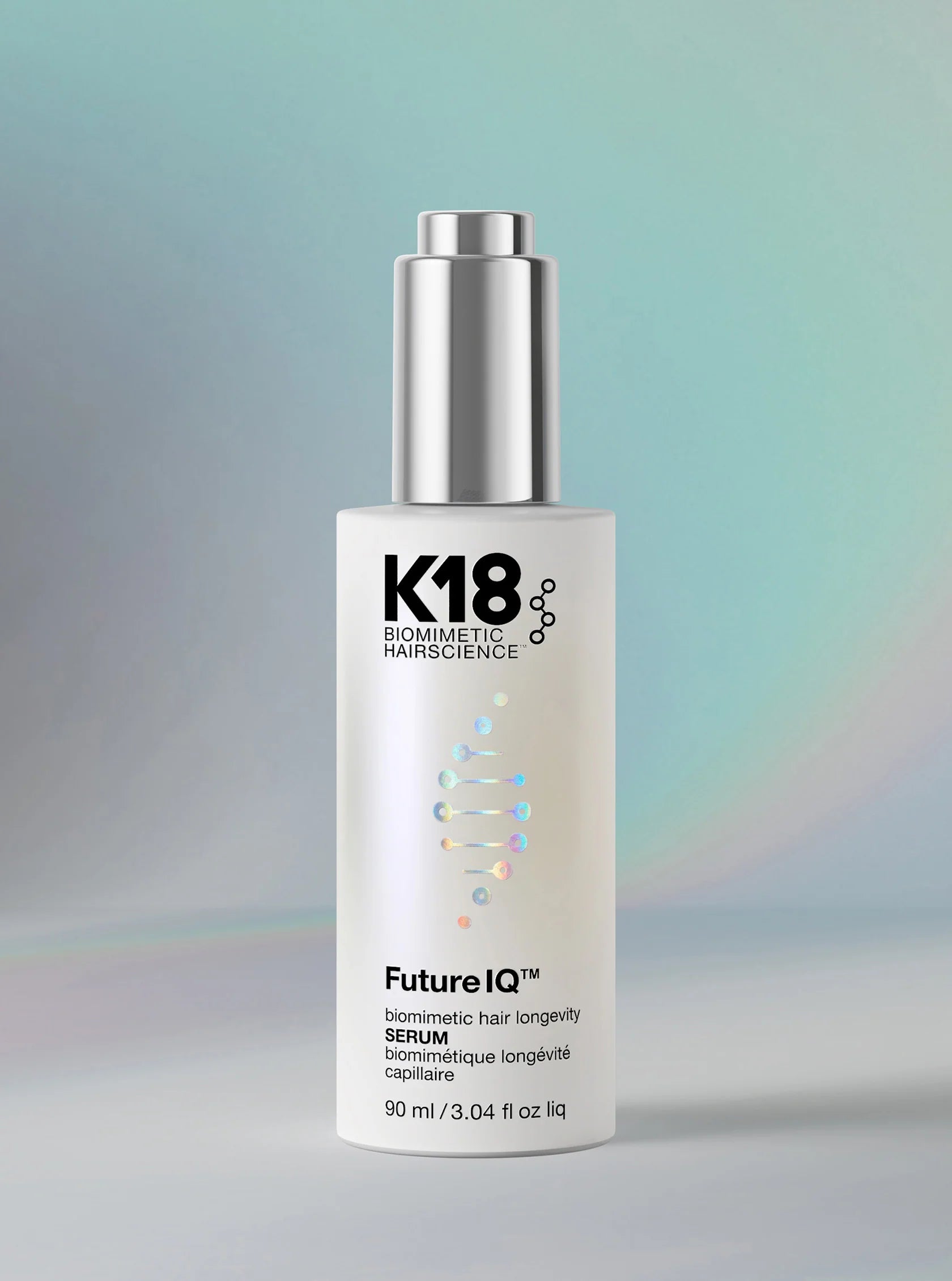 FutureIQ hair serum, hair longevity serum, scalp serum for hair shedding, serum for premature gray hair, anti-gray hair serum, hair density serum, biomimetic peptide scalp serum, scalp aging treatment, serum for fuller hair, nightly scalp serum, hair loss serum Canada, hair shedding treatment Canada, scalp barrier serum, peptide hair growth serum.