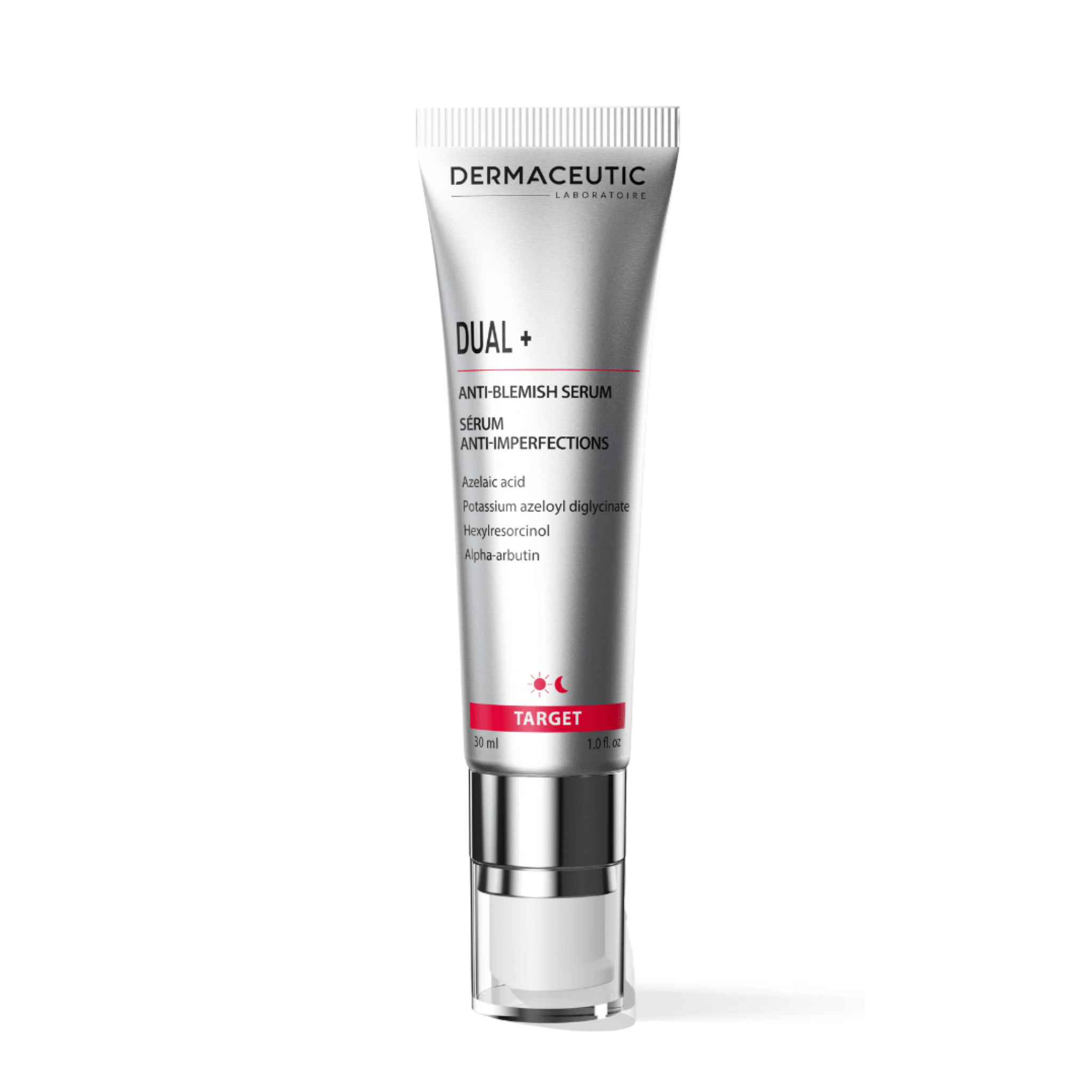 Dermaceutic Dual+ azelaic acid serum for blemishes, post-acne marks and uneven pigmentation.