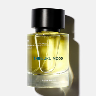 Shinjuku Mood perfume bottle by Blind Barber on a white background