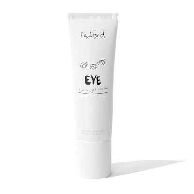 A white squeeze tube of Radford Eye Fresh Bright Eyes cream on a clean white background with a soft shadow.