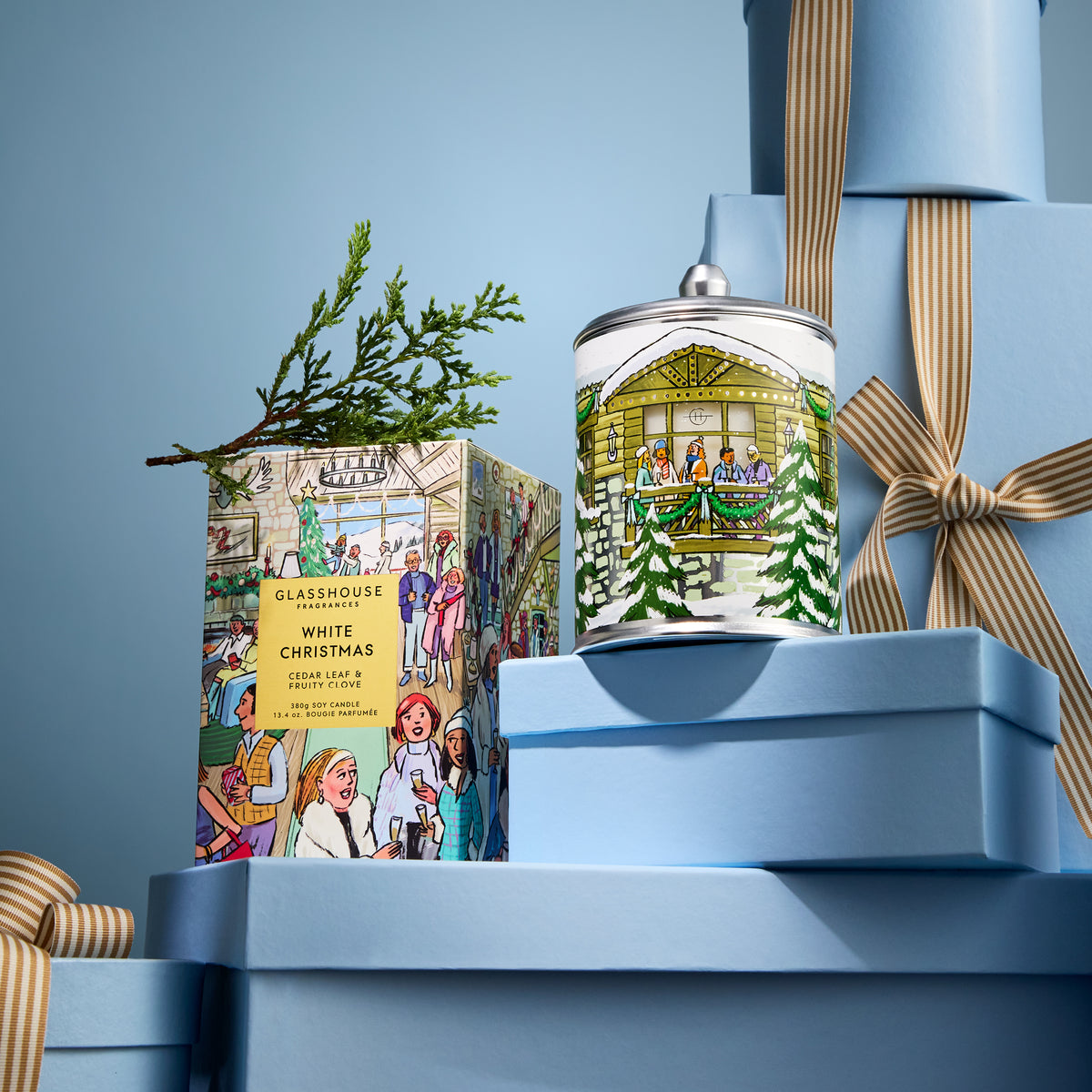 Glasshouse Fragrances White Christmas decor