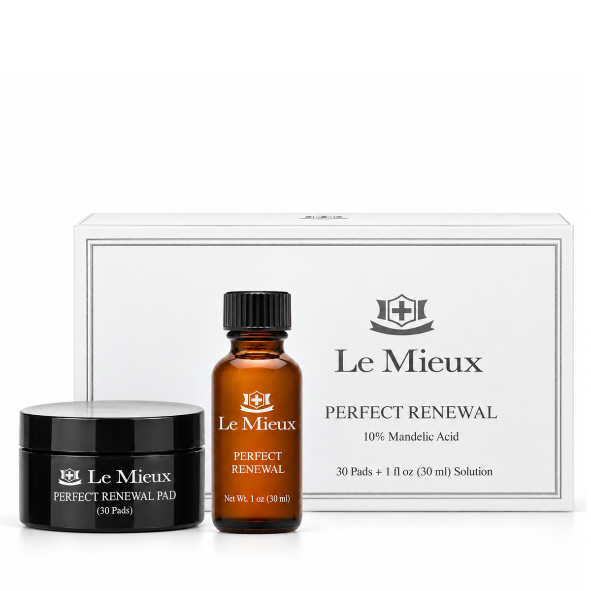 Le Mieux Perfect Renewal 10% mandelic acid peel pads and 1 oz solution