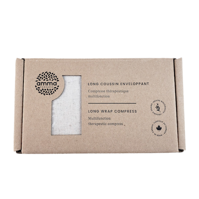 Box of amma long wrap compress on a white background