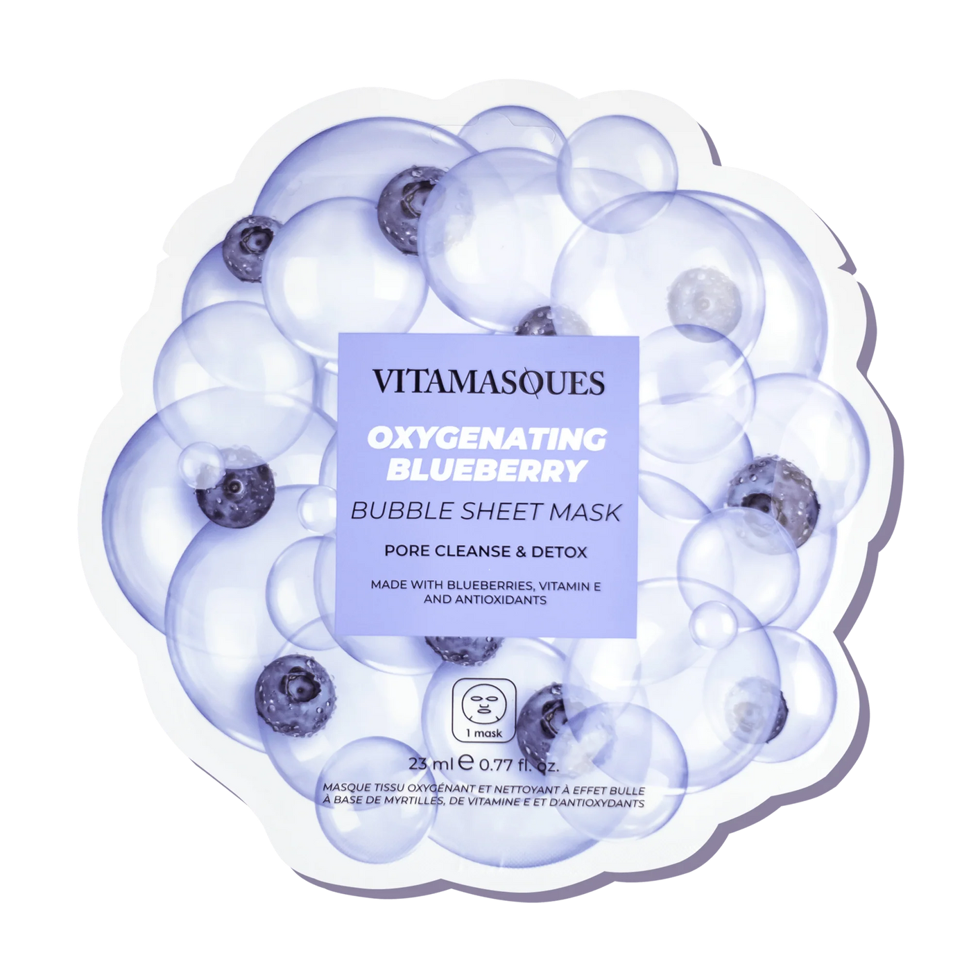 OXYGENATING BLUEBERRY BUBBLE SHEET MASK | Oxygenating mask | LOSHEN & CREM