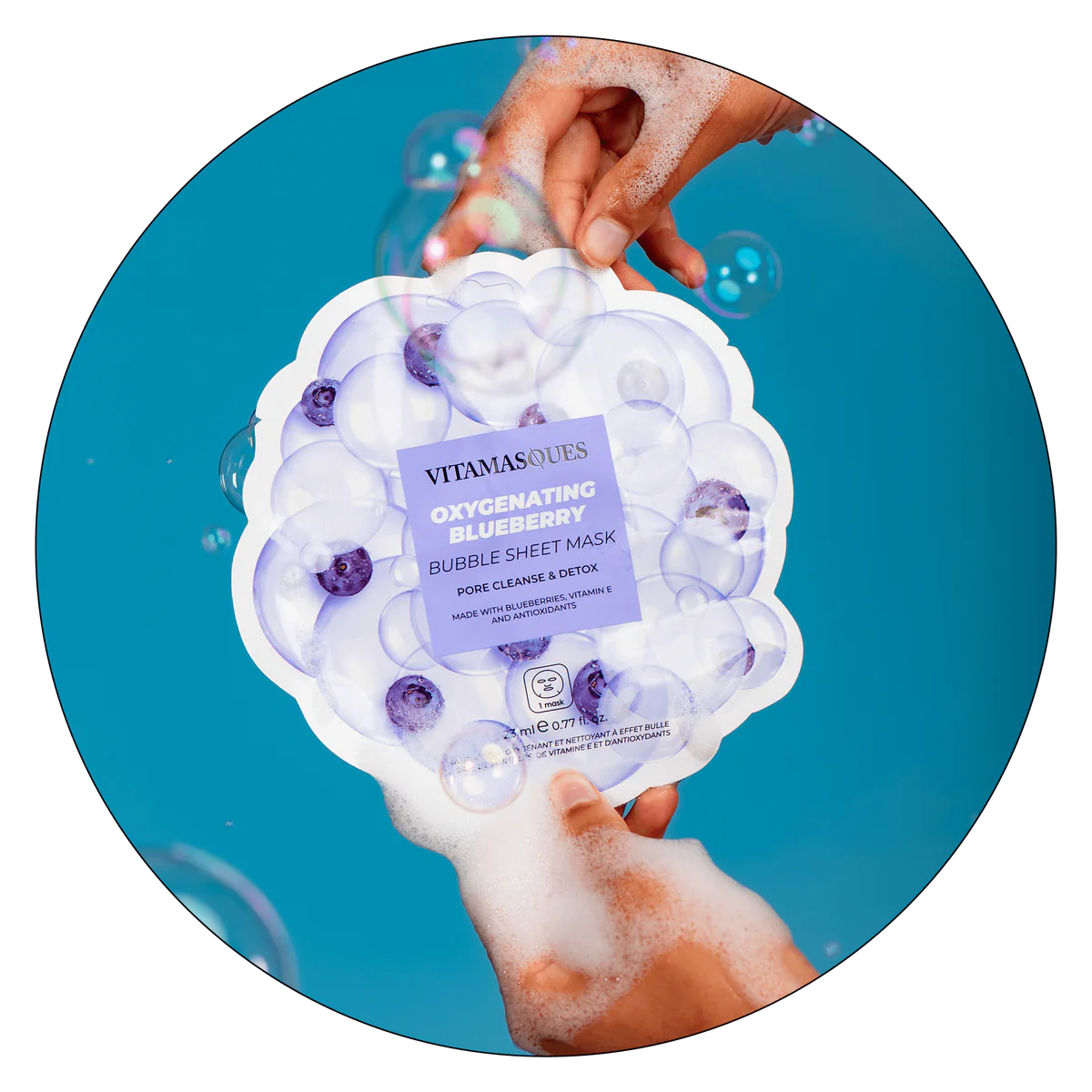 OXYGENATING BLUEBERRY BUBBLE SHEET MASK | Oxygenating mask | LOSHEN & CREM