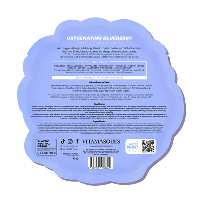 OXYGENATING BLUEBERRY BUBBLE SHEET MASK | Face mask | LOSHEN & CREM