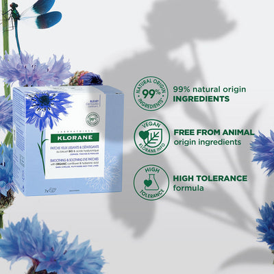 SMOOTHING + SOOTHING EYE PATCHES WITH ORGANIC CORNFLOWER | eye patch | LOSHEN & CREM