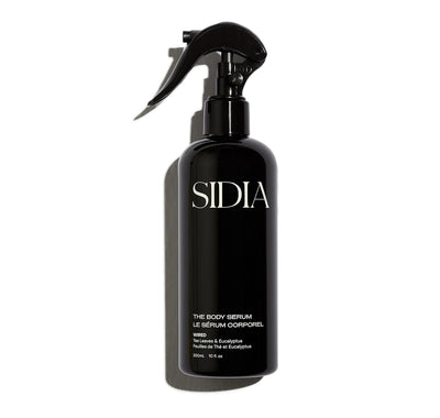 Black spray bottle labeled 'SIDIA' on a white background