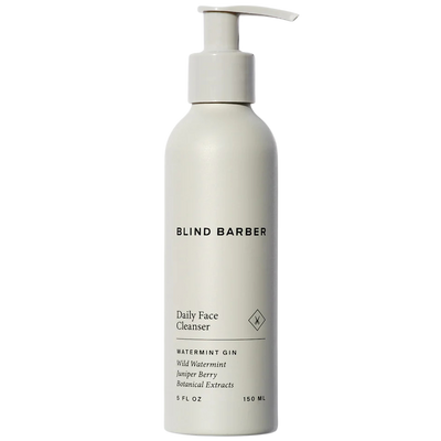 Beige bottle of Blind Barber Daily Face Cleanser on a white background
