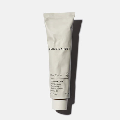 Tube of Blind Barber Shave Cream on a white background