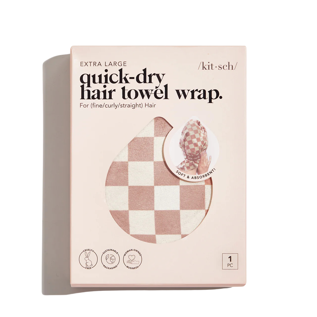 XL Quick Dry Hair Towel Wrap By Kitsch Loshen Crem