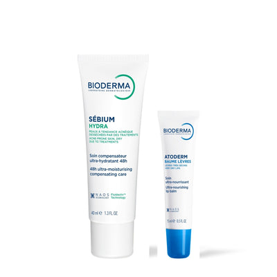 Bioderma Isokit Duo quotidien : Sébium Hydra 40 ml et Atoderm Baume lèvres 15 ml