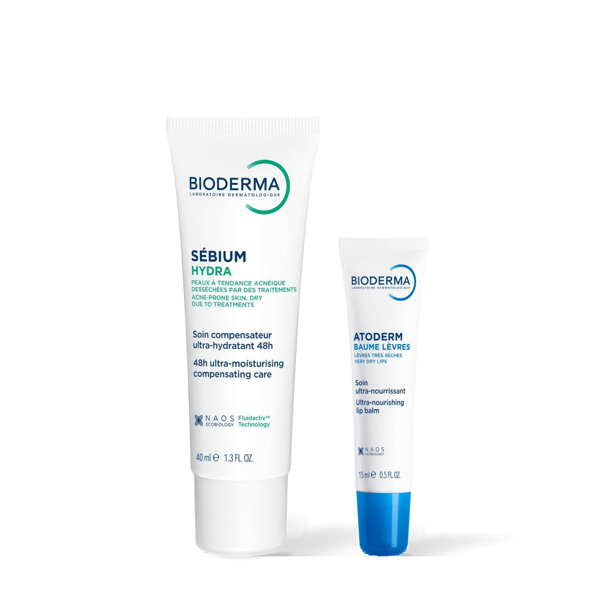 Bioderma Isokit Duo quotidien : Sébium Hydra 40 ml et Atoderm Baume lèvres 15 ml