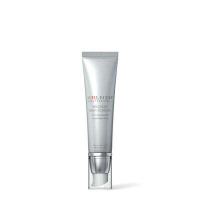 Masque gel de nuit Calecim Professional Recovery Night Complex 60 g, tube argenté à capuchon transparent, sur fond blanc
