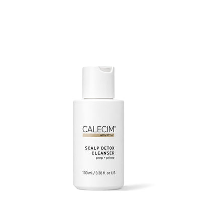 Calecim Professional Scalp Detox Cleanser 100 ml, white bottle with flip cap, on a white background