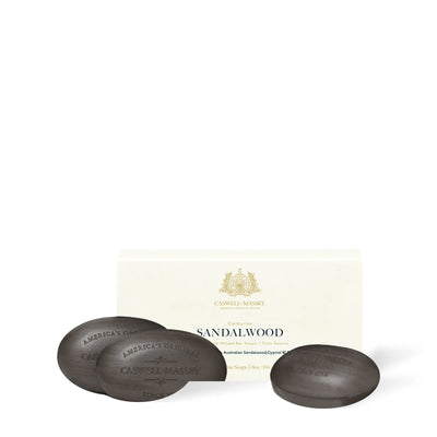 Caswell-Massey Sandalwood Bar Soap, set of three bars with cream gift box