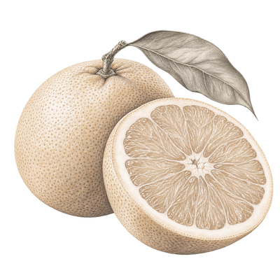 Delicate beige and grey pencil illustration representing the Grapefruit scent note.